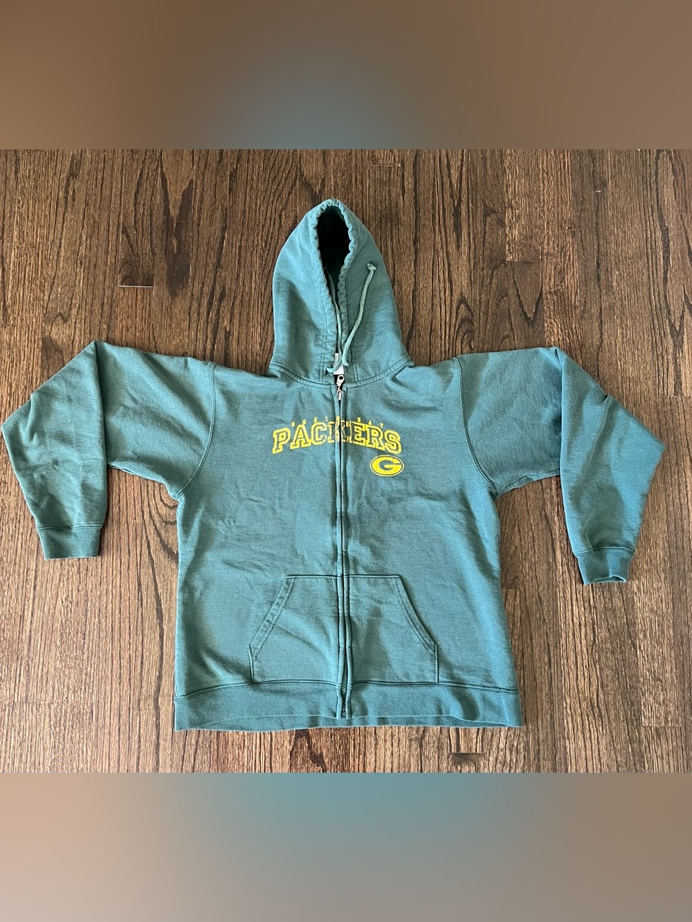 NFL Green Kids Full-Zip Packers Hoodie with Yellow Logo